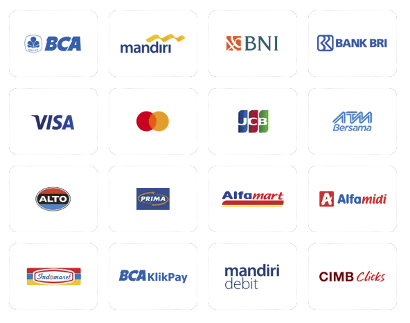 Metode pembayaran yang didukung Matic: BCA, Mandiri, BNI, BRI, Visa, Mastercard, ATM Bersama, Alfamart, Indomaret, dan lainnya